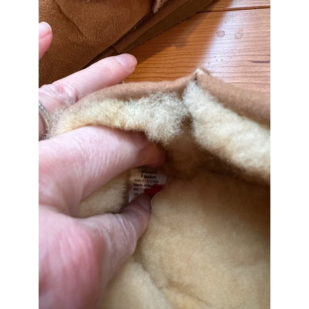 LL Bean Wicked Good Suede Shearling Bootie Slippers Tan Womens 8 515388 - Picture 5 of 6